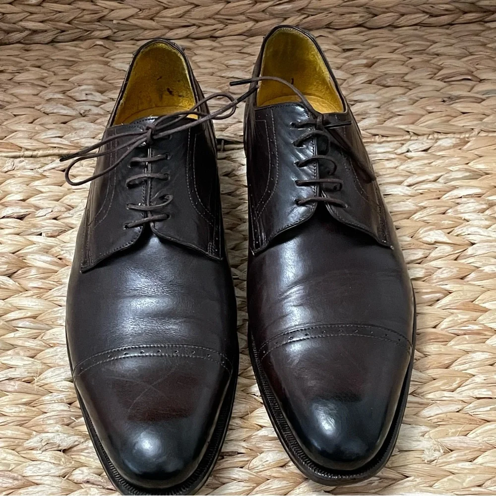 Canali Shoes Mens Size 43 1/2 Captoe Oxblood Dress‎ Made in Italy